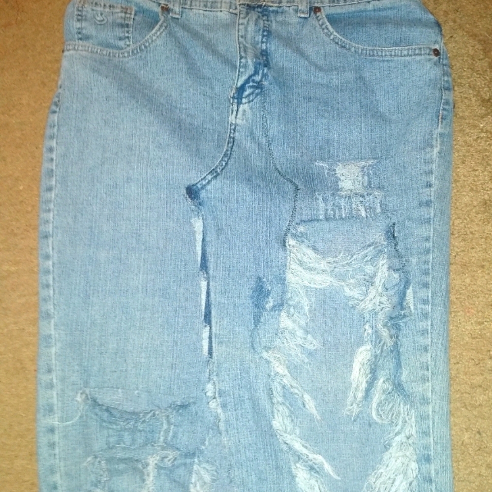 Ripped jeans skirt